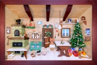 3D Bild Weihnachtsstube lasiert